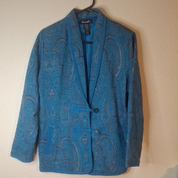 Denim & Co Blue Paisley Blazer size medium - Picture 1 of 5